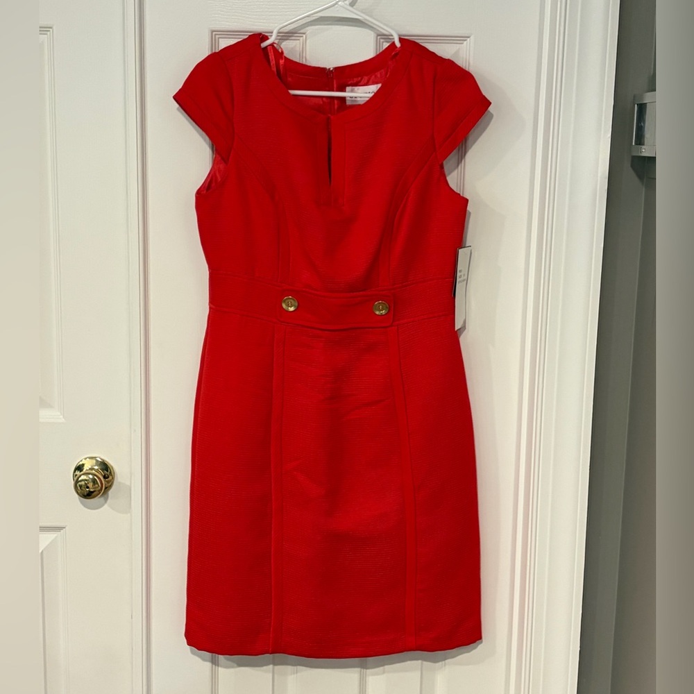 Studio I Vibrant Red Mini Dress with Cap Sleeves